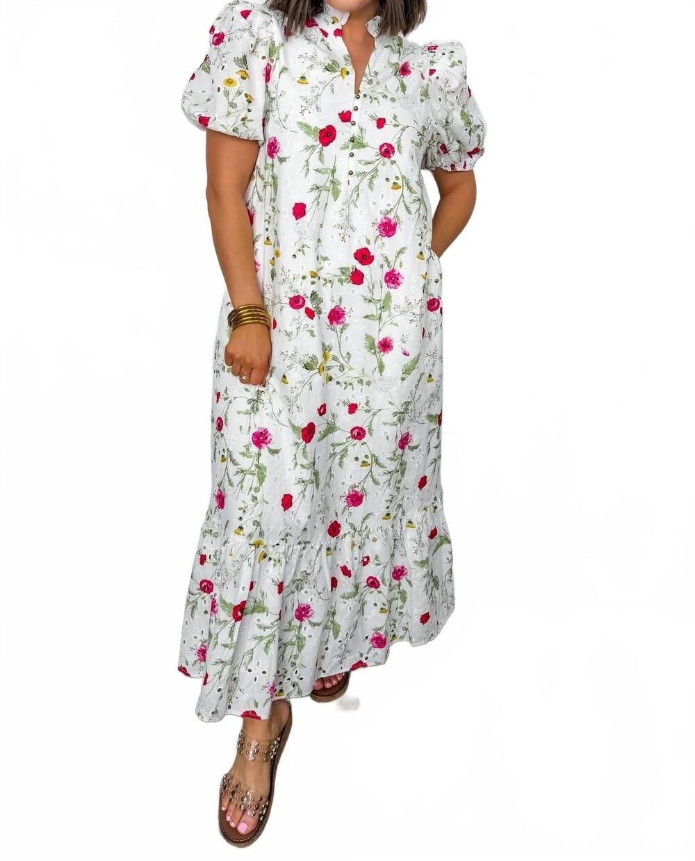 NEW ENTRO garden party maxi dress in white